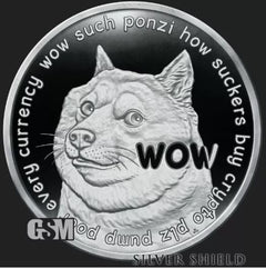 2021 - 1oz .999 FINE SILVER SHIELD DOGECOIN - PROOF ROUND MINIMINTAGE WITH COA