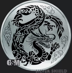 2024 - YEAR OF THE DRAGON v2 - 1oz .999 Silver Shield Minimintage Proof