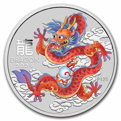 Australian Lunar Series III RED Dragon 2024 Year of the Dragon 1/2oz Silver Coloured Coin