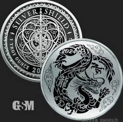 2024 - YEAR OF THE DRAGON v2 - 1oz .999 Silver Shield Minimintage Proof