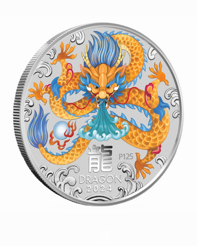 1oz Silver Colourised Australian Lunar Year of The Dragon