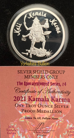 2021 Silver Shield KAMALA KARMA - 1oz Proof - #4 in "Apocalyptomyst" Series