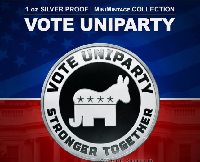 2024 - VOTE UNIPARTY 1oz .999 Fine Silver Shield Proof MINIMINTAGE