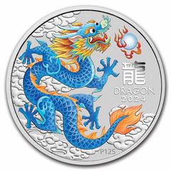 Australian Lunar Series III TEAL Dragon 2024 Year of the Dragon 1oz Silver Coloured Coin