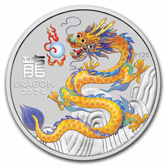 Australian Lunar Series III YELLOW Dragon 2024 Year of the Dragon 1oz Silver Coloured Coin